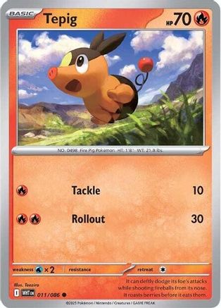 Tepig - 011/086 - Holofoil SV White Flare - Common