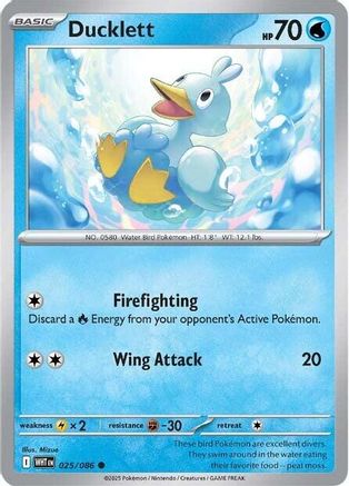 Ducklett - 025/086 - Reverse Holofoil SV White Flare - Common