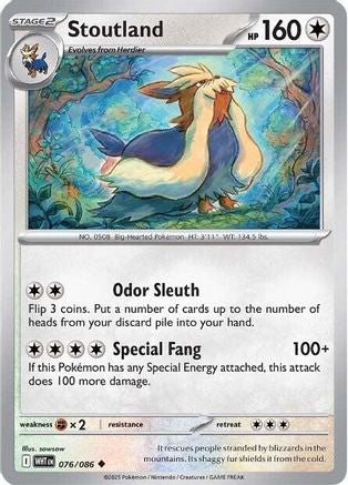 Stoutland - 076/086 - Reverse Holofoil SV White Flare - Uncommon