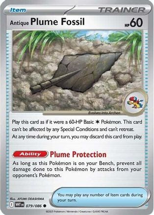 Antique Plume Fossil - 079/086 - Reverse Holofoil SV White Flare - Common