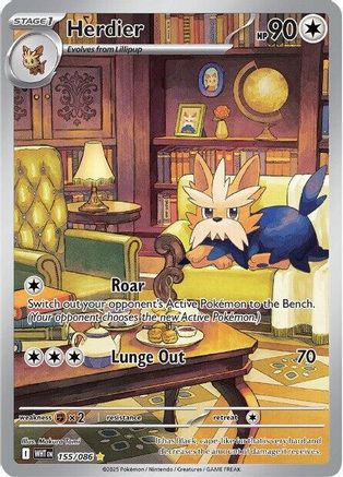 Herdier - 155/086 - Holofoil SV White Flare - Illustration Rare