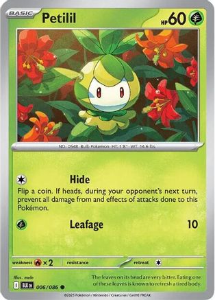 Petilil - 006/086 - Reverse Holofoil SV Black Bolt - Common