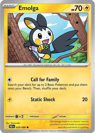 Emolga - 029/086 - Reverse Holofoil SV Black Bolt - Common