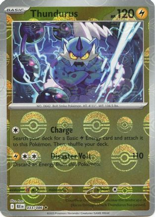 Thundurus (Poke Ball Pattern) - 033/086 - Holofoil SV Black Bolt - Rare