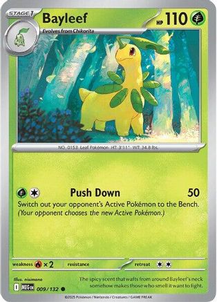 Bayleef - 009/132 - Reverse Holofoil ME01 Mega Evolution - Common
