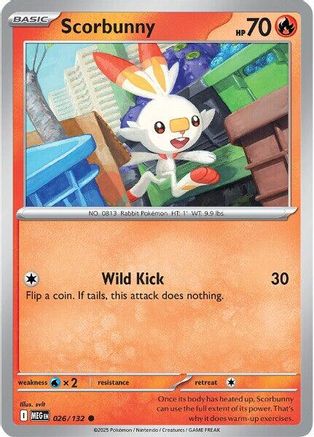 Scorbunny - 026/132 - Reverse Holofoil ME01 Mega Evolution - Common