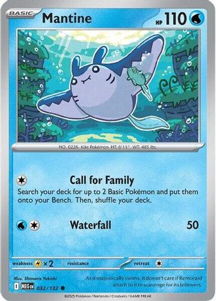 Mantine - 032/132 - Reverse Holofoil ME01 Mega Evolution - Common