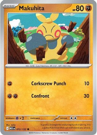 Makuhita - 072/132 - Reverse Holofoil ME01 Mega Evolution - Common