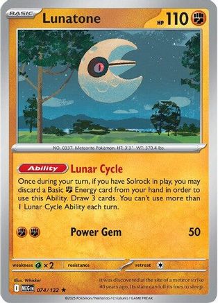 Lunatone - 074/132 - Reverse Holofoil ME01 Mega Evolution - Rare
