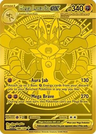 Mega Lucario ex - 188/132 - Holofoil ME01 Mega Evolution - Mega Hyper Rare