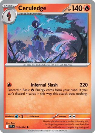 Ceruledge 020/094 - Reverse Holofoil ME02 Phantasmal Flames - Uncommon