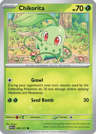 Chikorita 008/217 - Reverse Holofoil ME Ascended Heroes - Common