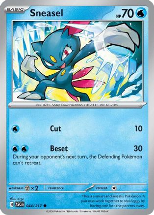 Sneasel 044/217 - Reverse Holofoil ME Ascended Heroes - Common