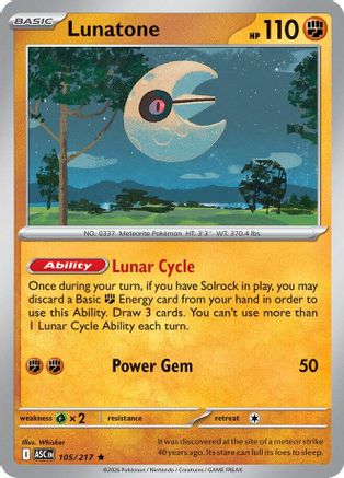 Lunatone 105/217 - Reverse Holofoil ME Ascended Heroes - Rare