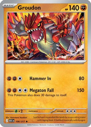 Groudon 108/217 - Holofoil ME Ascended Heroes - Rare