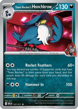 Team Rocket's Honchkrow 127/217 - Holofoil ME Ascended Heroes - Rare