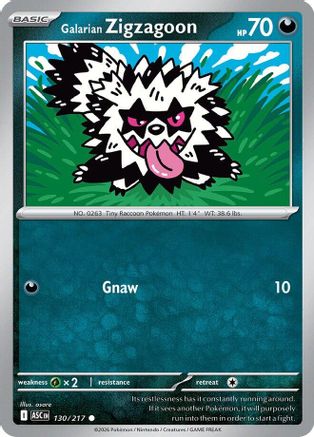 Galarian Zigzagoon 130/217 - Reverse Holofoil ME Ascended Heroes - Common