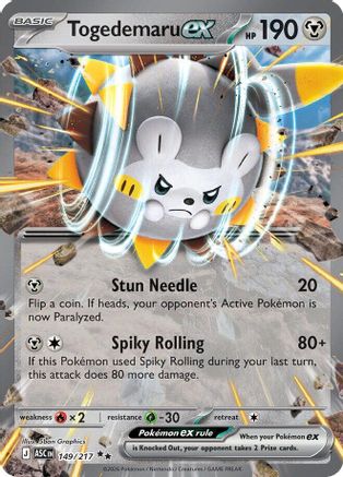 Togedemaru ex 149/217 - Holofoil ME Ascended Heroes - Double Rare