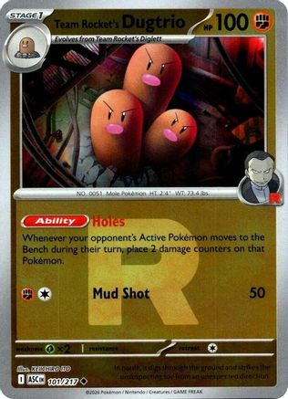 Team Rocket's Dugtrio (Team Rocket) - 101/217 - Reverse Holofoil ME Ascended Heroes - Uncommon
