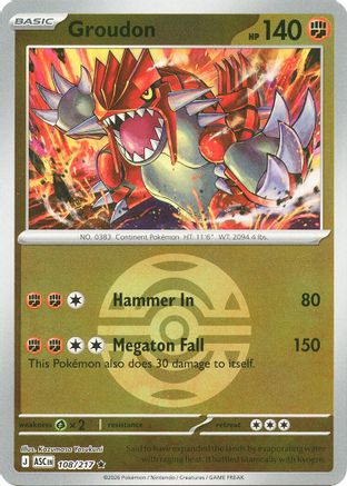 Groudon (Dusk Ball) 108/217 - Reverse Holofoil ME Ascended Heroes - Rare