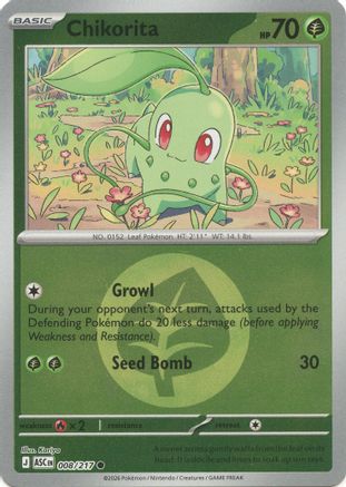 Chikorita (Energy Symbol Pattern) 008/217 - Reverse Holofoil ME Ascended Heroes - Common