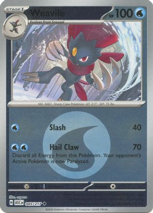 Weavile (Energy Symbol Pattern) - 045/217 - Reverse Holofoil ME Ascended Heroes - Uncommon