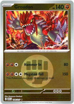 Groudon (Energy Symbol Pattern) 108/217 - Reverse Holofoil ME Ascended Heroes - Rare