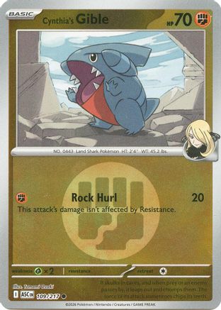 Cynthia's Gible (Energy Symbol Pattern) 109/217 - Reverse Holofoil ME Ascended Heroes - Common