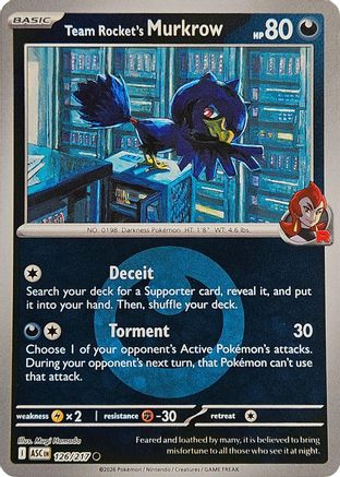 Team Rocket's Murkrow (Energy Symbol Pattern) 126/217 - Reverse Holofoil ME Ascended Heroes - Common