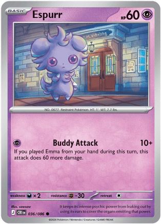 Espurr 036/086 - Reverse Holofoil ME04 Chaos Rising - Common