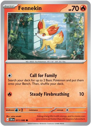 Fennekin 011/086 - Reverse Holofoil ME04 Chaos Rising - Common