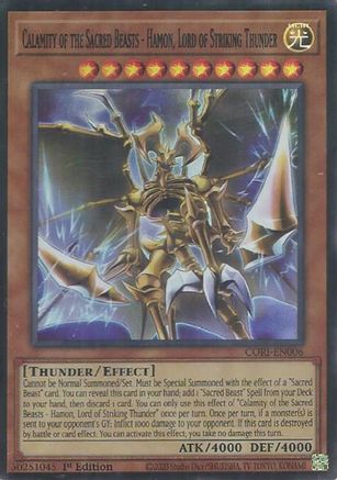Calamity of the Sacred Beasts - Hamon, Lord of Striking Thunder (CORI-EN006) - Chaos Origins 1st Edition
