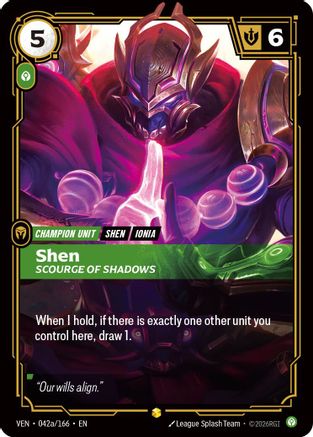 Shen - Scourge of Shadows (Alternate Art) (042a/166) - Vendetta Foil