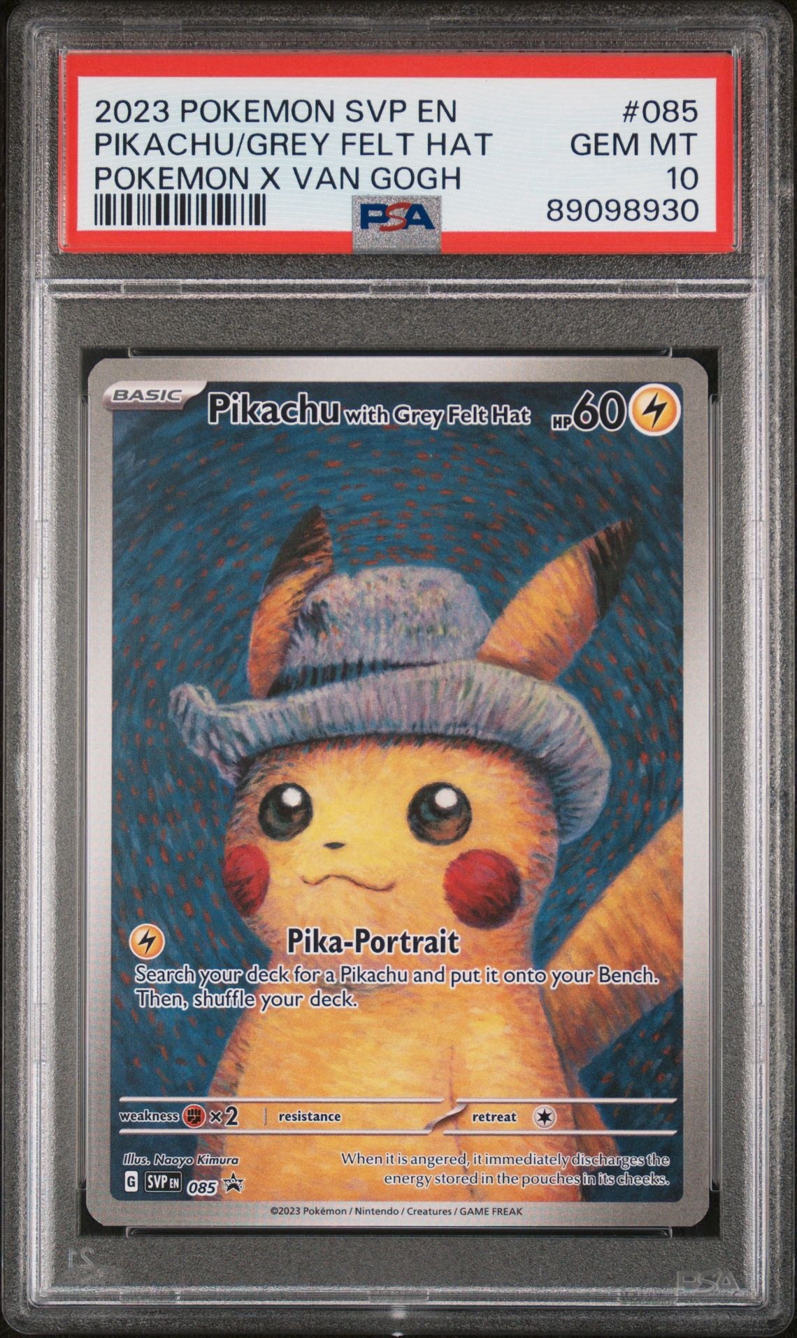 PIKACHU WITH GREY FELT HAT #085 - PSA 10