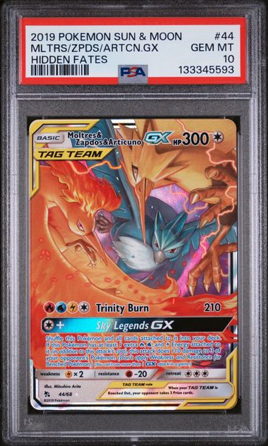 MOLTRES & ZAPDOS & ARTICUNO GX #44 - PSA 10