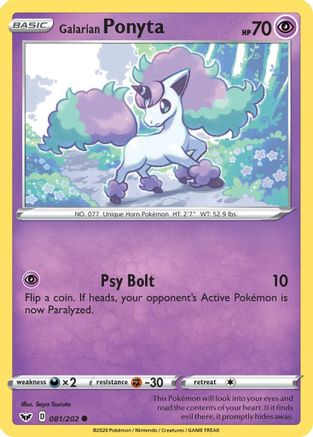 Galarian Ponyta - 081/202  SWSH01 Sword & Shield Base Set - Common
