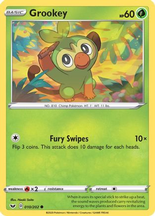 Grookey (010) - 010/202  SWSH01 Sword & Shield Base Set - Common