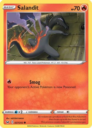 Salandit - 027/202  - Reverse Holofoil SWSH01 Sword & Shield Base Set - Common