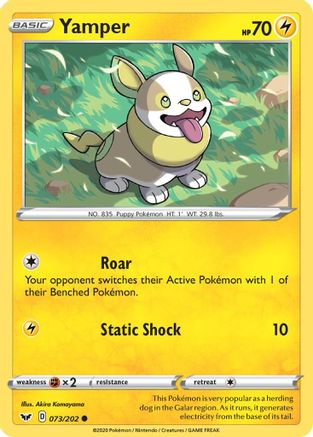 Yamper (073) - 073/202  - Reverse Holofoil SWSH01 Sword & Shield Base Set - Common