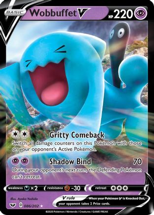Wobbuffet V - 086/202  - Holofoil SWSH01 Sword & Shield Base Set - Ultra Rare