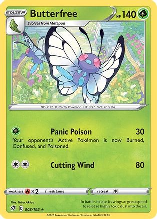 Butterfree - 003/192  - Holofoil SWSH02 Rebel Clash - Rare
