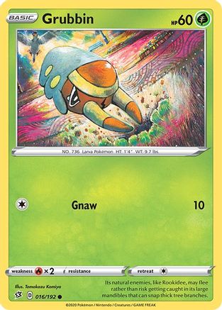 Grubbin - 016/192  - Reverse Holofoil SWSH02 Rebel Clash - Common