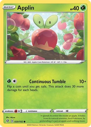 Applin (20) - 020/192  - Reverse Holofoil SWSH02 Rebel Clash - Common