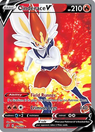 Cinderace V (Full Art) - 178/192  - Holofoil SWSH02 Rebel Clash - Ultra Rare