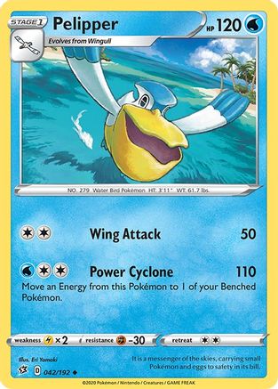 Pelipper - 042/192  - Reverse Holofoil SWSH02 Rebel Clash - Uncommon