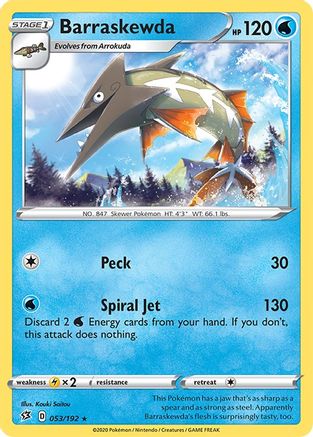 Barraskewda - 053/192  - Reverse Holofoil SWSH02 Rebel Clash - Rare