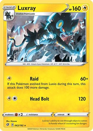 Luxray - 062/192  - Reverse Holofoil SWSH02 Rebel Clash - Holo Rare