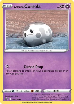 Galarian Corsola - 078/192  - Reverse Holofoil SWSH02 Rebel Clash - Common
