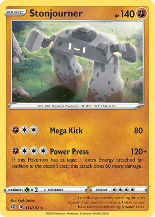 Stonjourner/192  - Reverse Holofoil SWSH02 Rebel Clash - Holo Rare