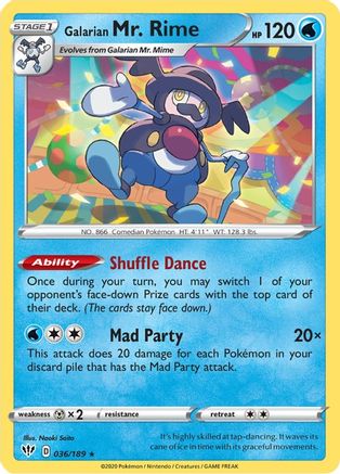Galarian Mr. Rime - 036/189  SWSH03 Darkness Ablaze - Rare